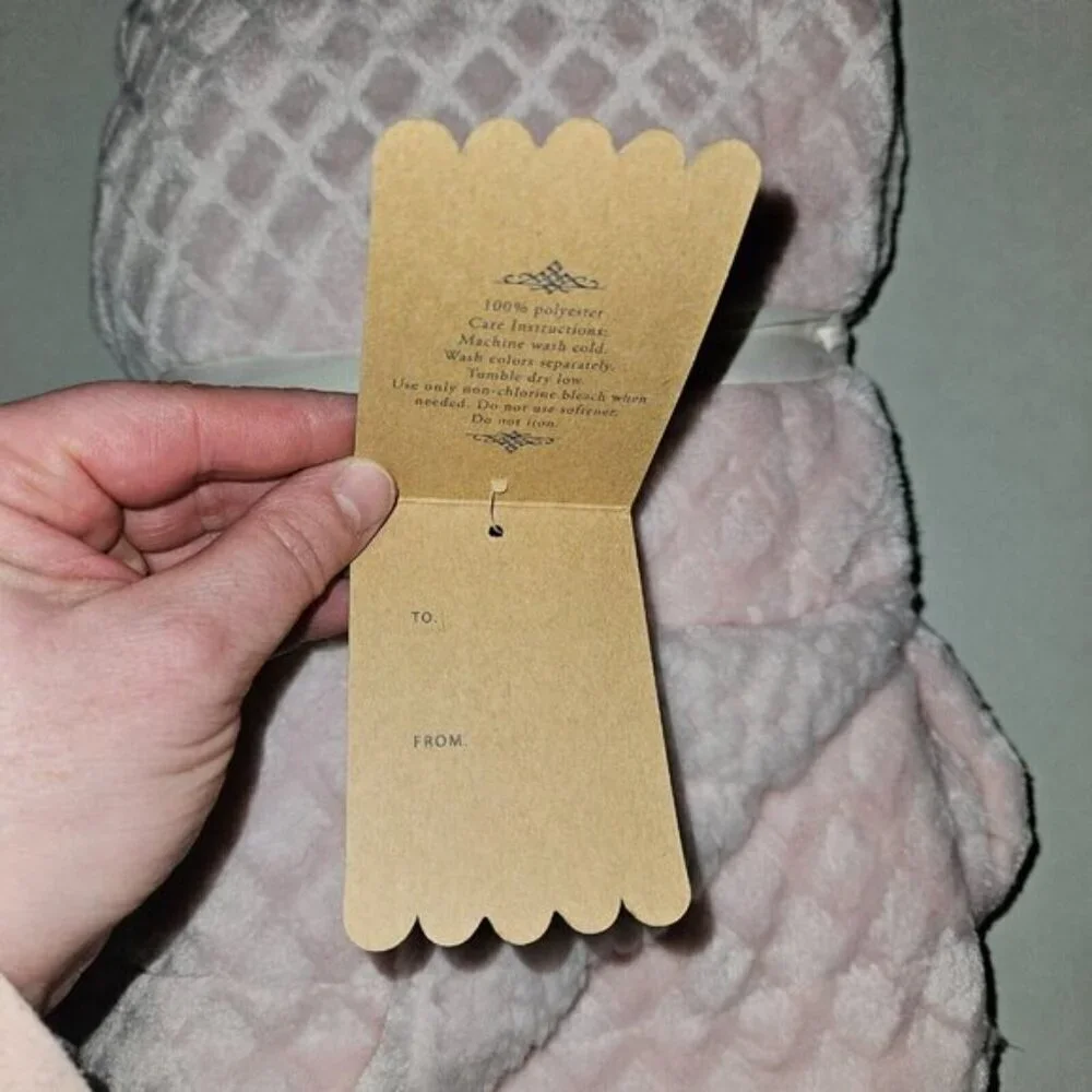 NEW Mon Lapin Solid Light Pink Baby Blanket Waffle Weave Reversible Fleece 30x40